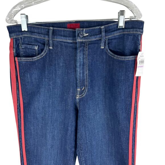 NEW Mother Insider Crop Step Fray Jeans Speed Racer High Rise Blue Size 32 - Picture 3 of 10
